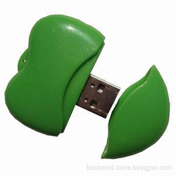 Plastic promotional heart-shaped USB drive, customized colors/logos/packing ways are accepted